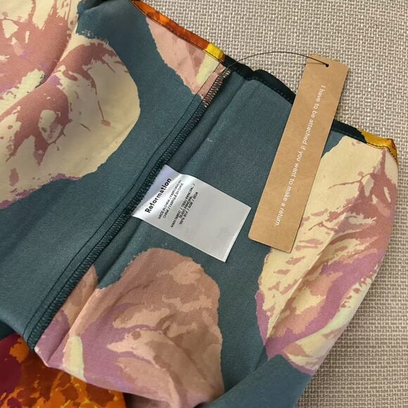 NWT Reformation Frankie Silk Maxi Dress Sz0/4/6 Daiquiri Orange Forest Green - Picture 8 of 12